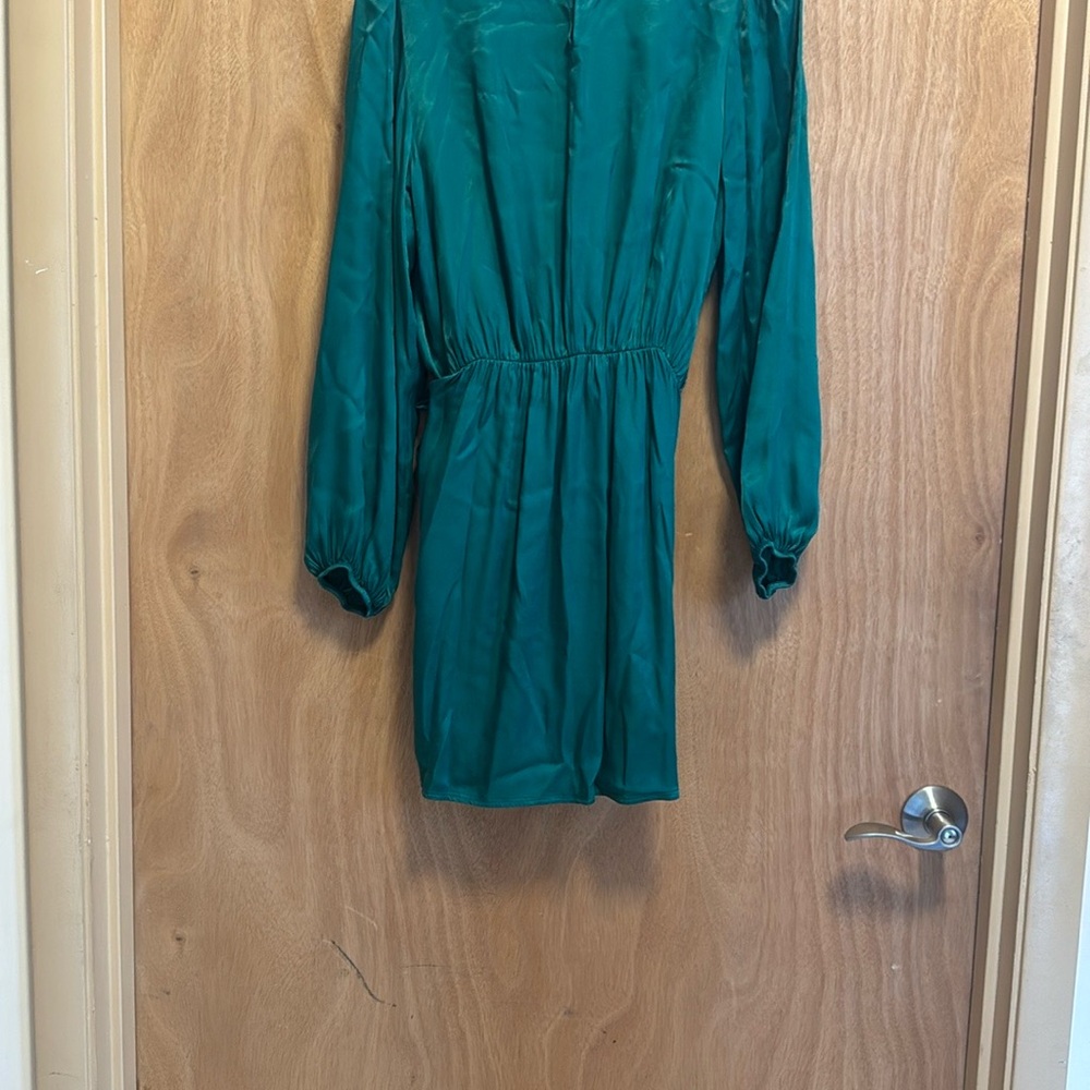 Zara Green Satin Tie Dress - Picture 3 of 3